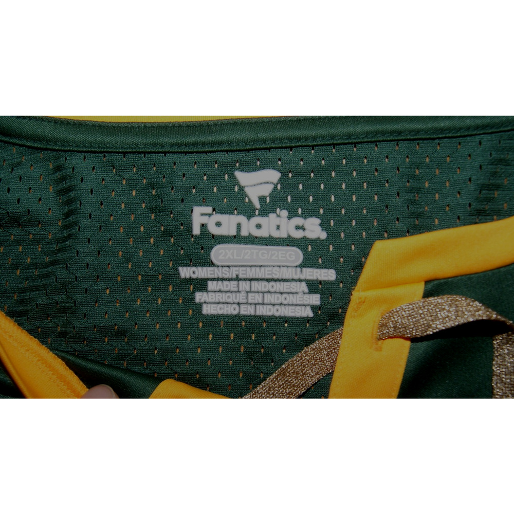 Green Bay Packers Fantatics Womens 2XL Jersey Gold Stringed VNeck - Picture 3 of 7